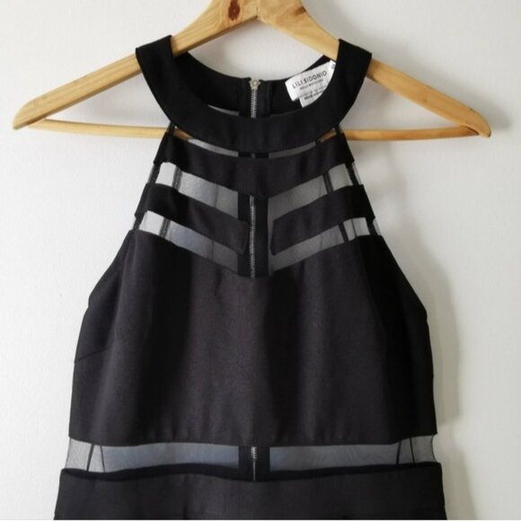 Molly Bracken Mesh Black Halter Sleeveless Romper - Picture 2 of 5